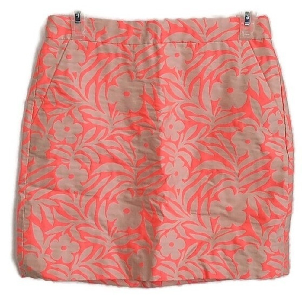 J.Crew Mini Skirt Women 2 Pink Floral Jacquard Pockets Preppy Tropical Summer